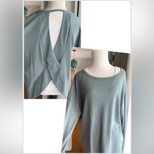 Kaileigh Blue Green Open-Back Sweater in Medium